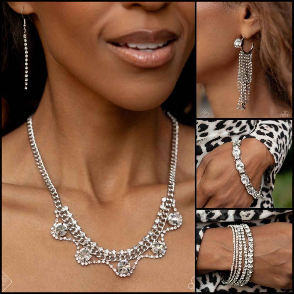 Glamorous Silver Necklace and Earring Set